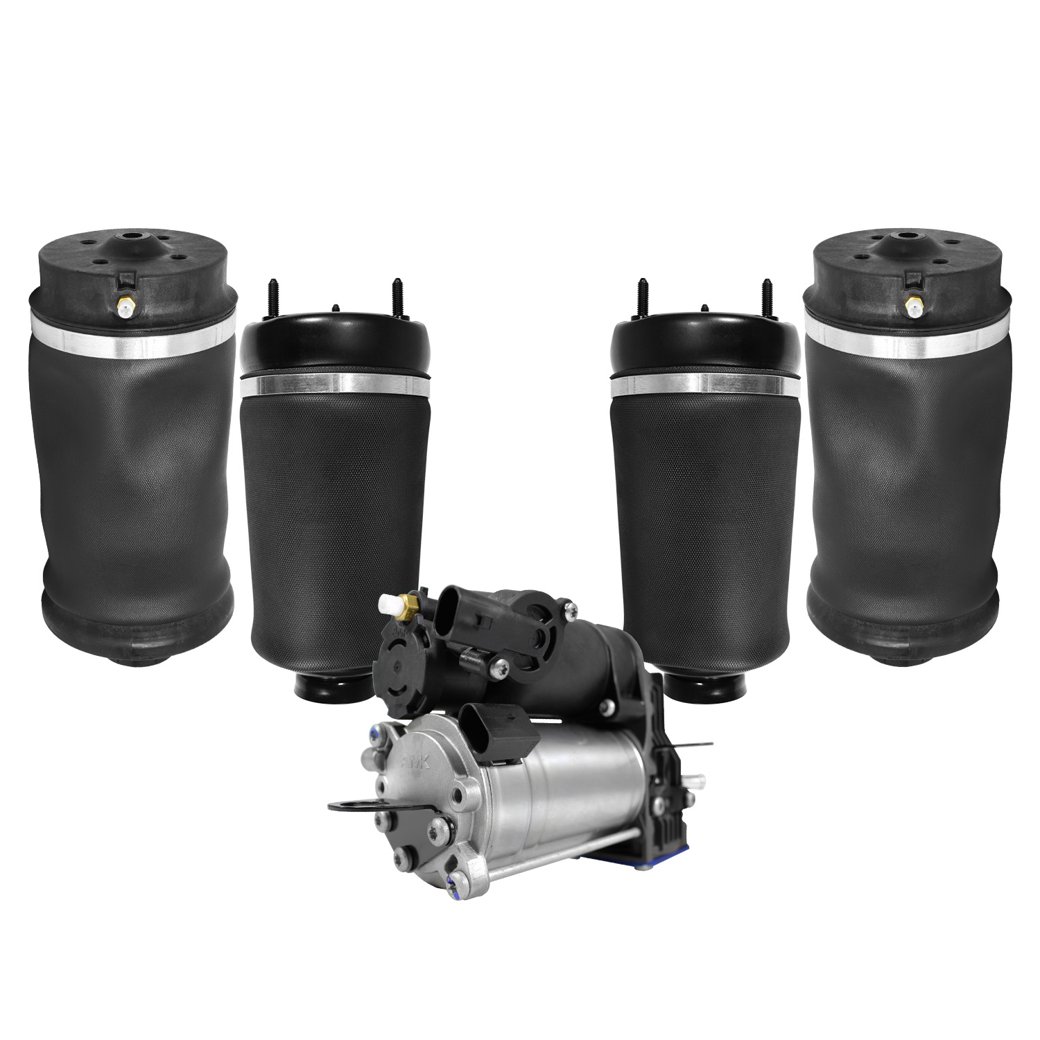 Unity Automotive Front & rear Air Springs/Bags, (1) Air Suspension Compressor - 4-15-112900-C