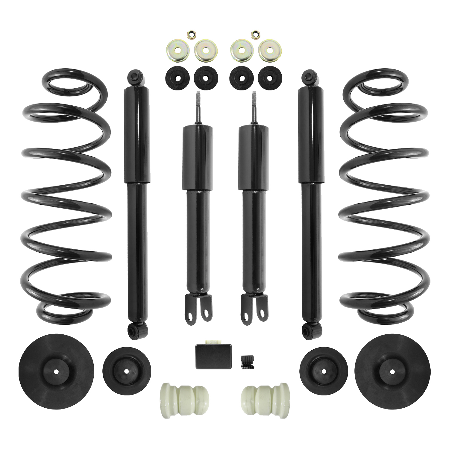 Unity Automotive Front Gas Shocks (2) Rear Coil Springs with Mounting Hardware, (2) Rear Gas Shock Absorbers (4) Resistors - 4-30-015000-S