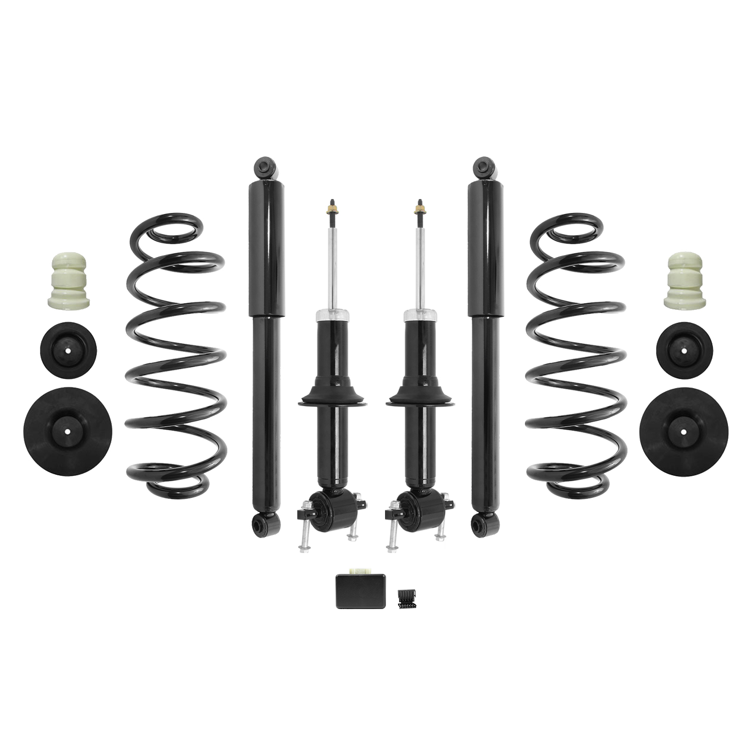 Unity Automotive Front Gas Shocks (2) Rear Coil Springs with Mounting Hardware, (2) Rear Gas Shock Absorbers (4) Resistors - 4-30-015100-S