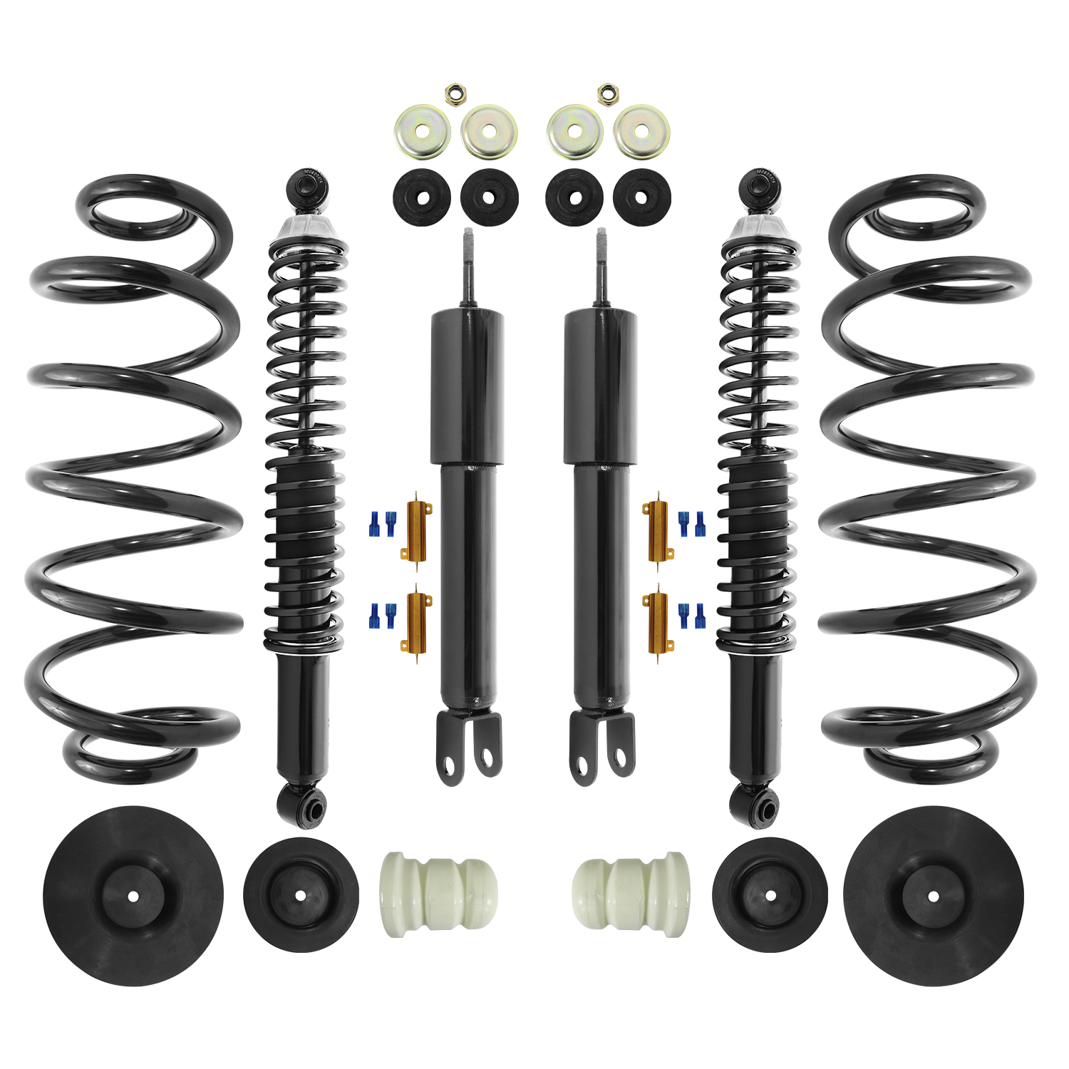 Unity Automotive Front Shock Absorbers, (2) Rear Coil Over Shock Absorbers, (2) Coil Springs, (4) Isolators, (2) Bump Stops - 4-30-515000