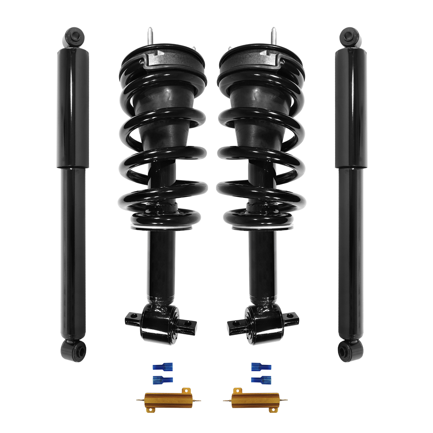 Unity Automotive Front Complete Strut Assemblies, (2) Rear Shock Absorbers - 4-61590C-22-515000-R