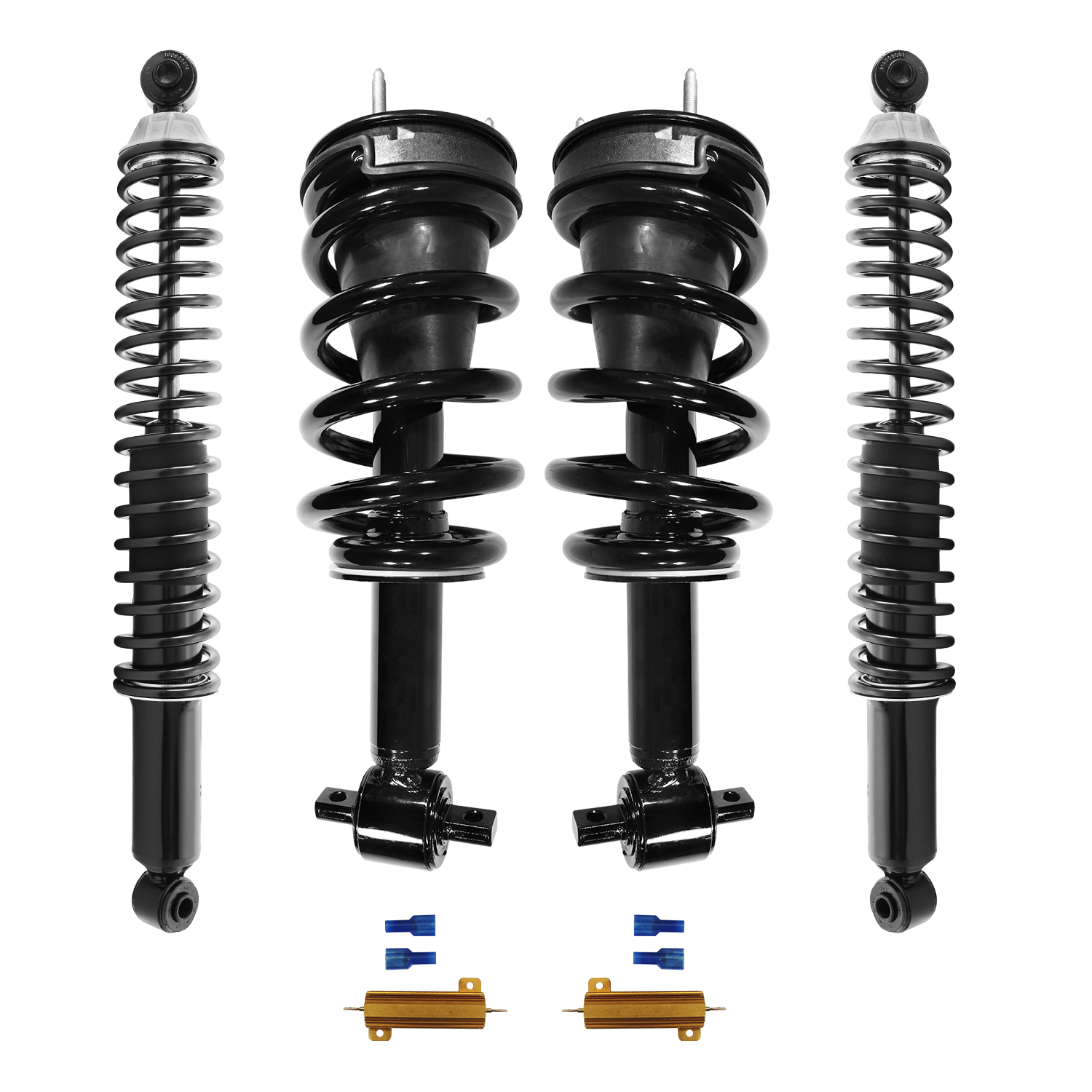 Unity Automotive Front Complete Strut Assemblies, (2) Rear Coil Over Shock Absorbers - 4-61590C-30-515000-R