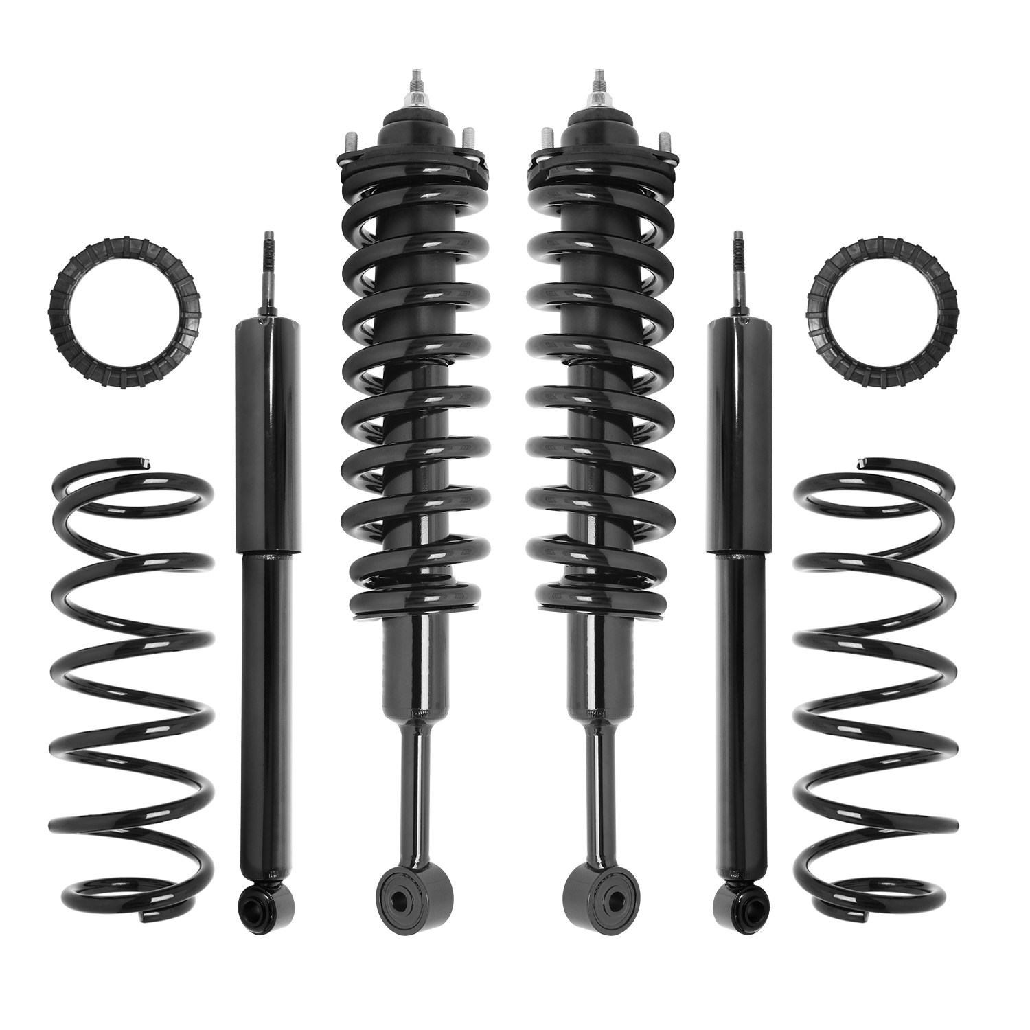 Unity Automotive Front Complete Strut Assemblies, (2) Rear Shock Absorbers, (2) Coil Springs, (2) Isolators - 4K-31-163000