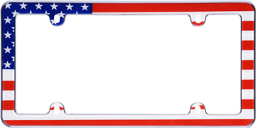 USA Flag, Chrome License Plate Frame