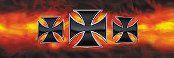 Iron Cross Flames Rear Window Decal - Size:53 x 14