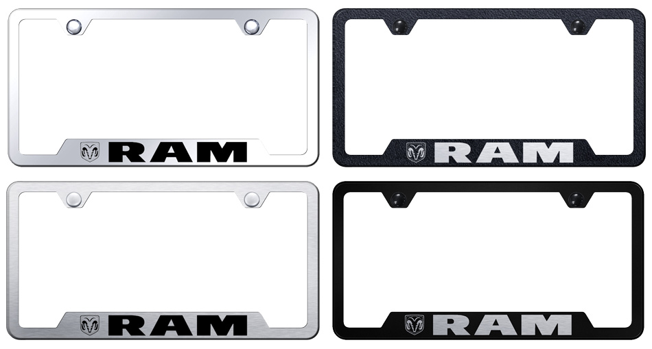 RAM Laser Etched Stainless Steel Cut-Out Frame - Finish:Brushed
