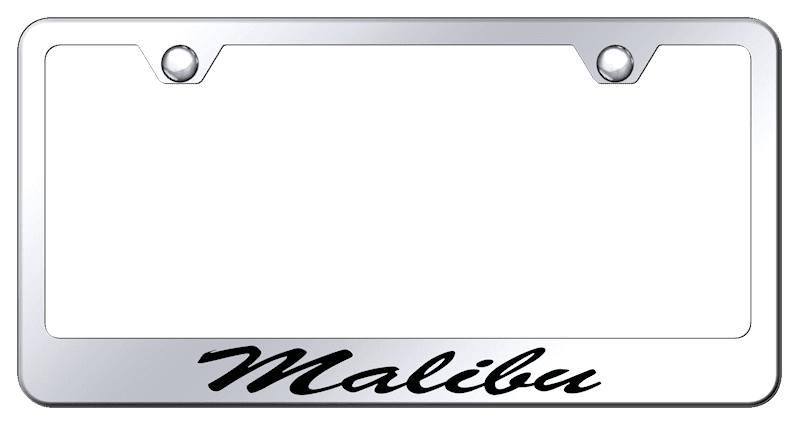 Chevy Malibu Script Laser Etched Mirrored Finish Stainless Steel Frame