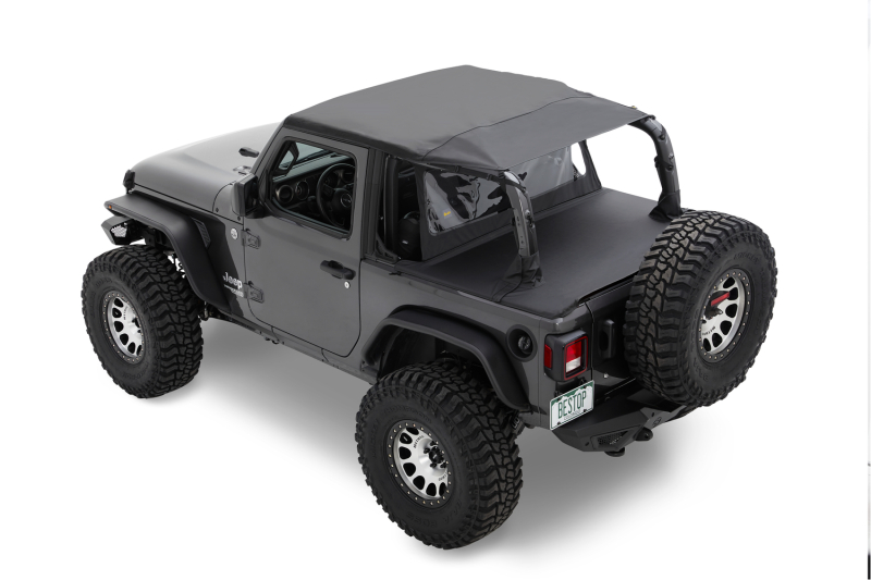 Bestop 18-23 Jeep Wrangler JL 2-Door Header Safari Cable Style Bikini (Black Diamond)