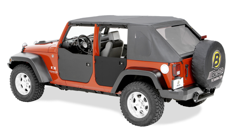 Bestop 07-18 Jeep Wrangler JK 4-Door Lower Fabric Doors (Rear Doors Black Diamond)