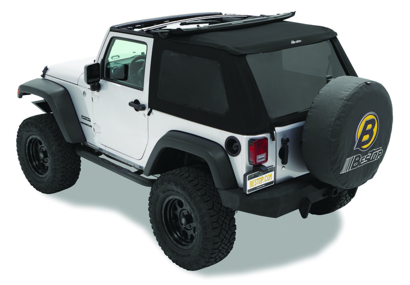 Bestop 07-18 Jeep Wrangler JK 2-Door A-Top Trektop (Prem Blk Twill Tinted Windows No Door Skins)