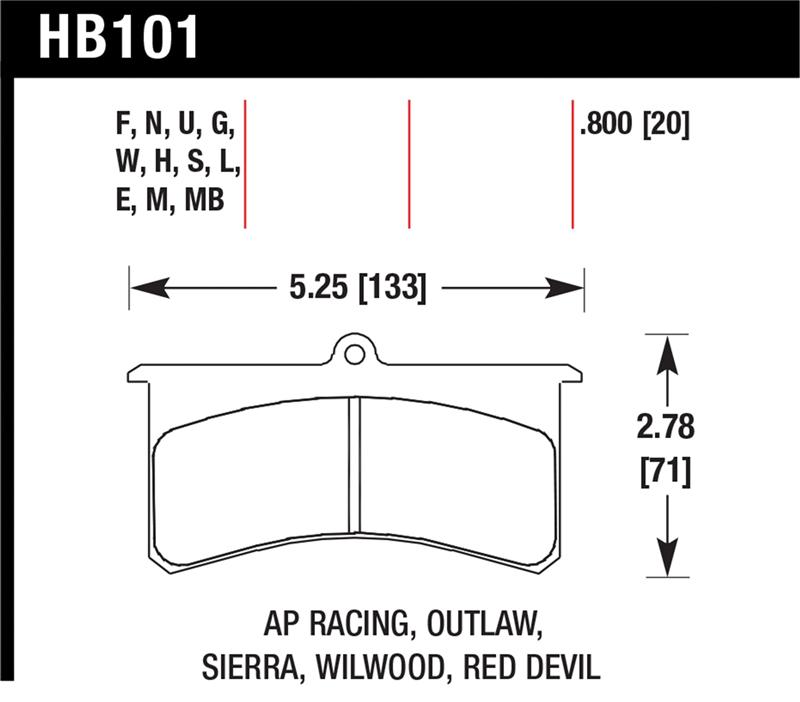Hawk Wilwood SL AP Racing Outlaw .8 Inch Super-lite DTC-30 Brake Pad Set