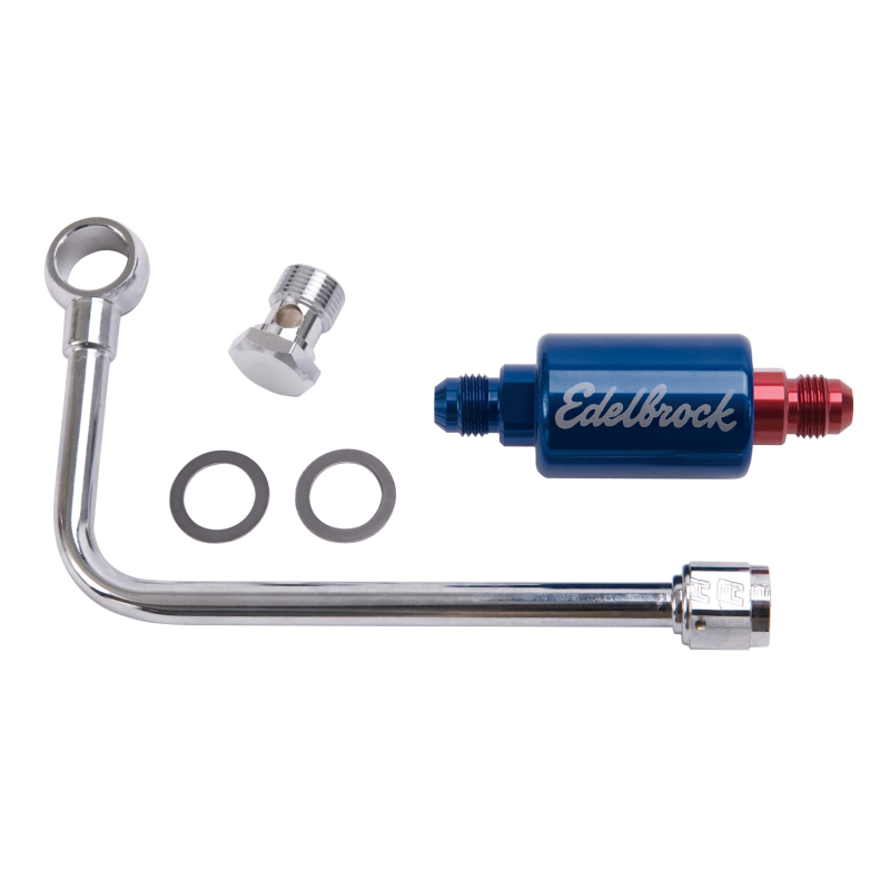 Edelbrock Chromed Steel Fuel Line and Filter Kit Fo Eps Carbs