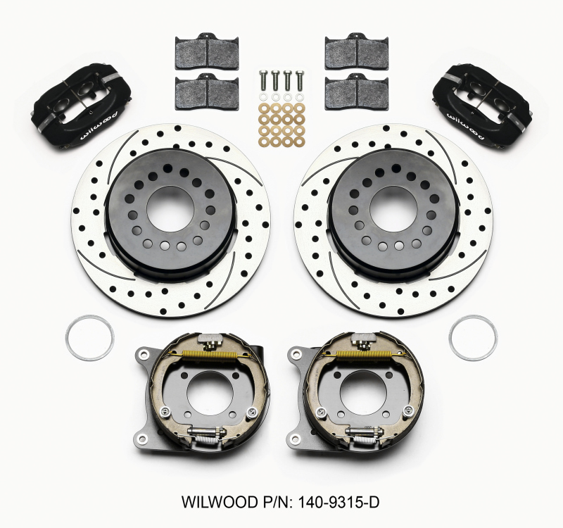 Wilwood Forged Dynalite P/S Park Brake Kit Drilled 12 Bolt 2.75in offset Staggered Shock