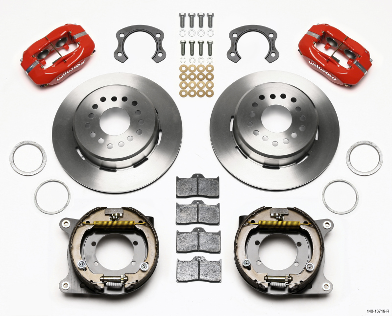 Wilwood Forged Dynalite P/S Park Brake Kit Red Ford 8.8 Special w/2.50in Offset-5 Lug