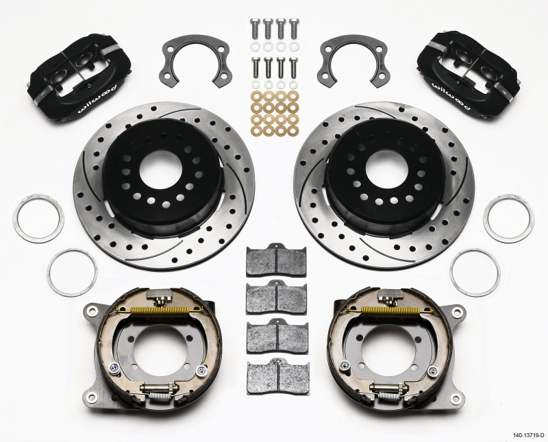 Wilwood Forged Dynalite P/S Park Brake Kit Drilled Ford 8.8 Special w/2.50in Offset-5 Lug