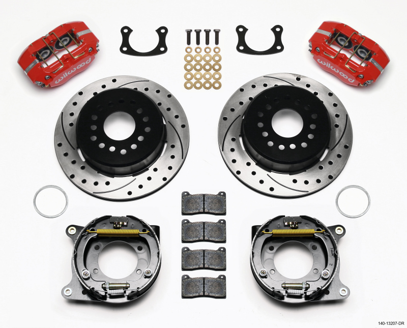 Wilwood Dynapro Dust-Boot P/S Park Brake Kit Drilled Red New Big Ford 2.50in Offset