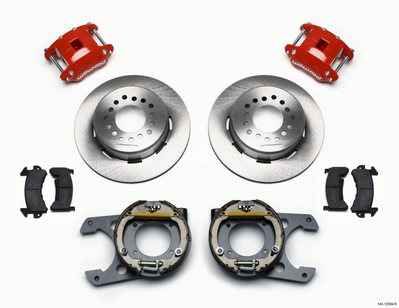 Wilwood D154 P/S Park Brake Kit Red Chevy C-10 2.42 Offset 5-lug