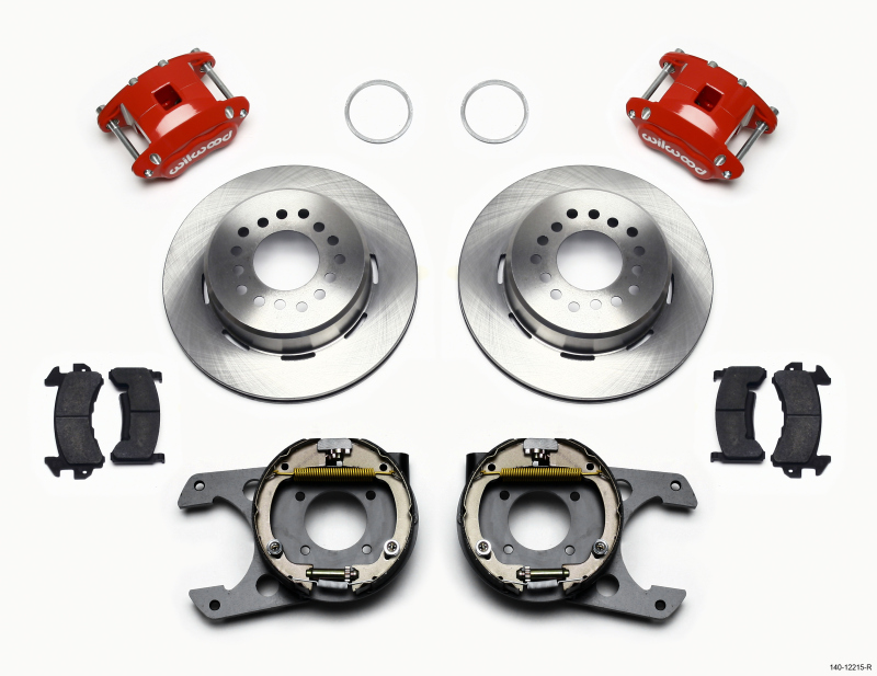 Wilwood D154 P/S Park Brake Kit Red Chevy 12 Bolt 2.75in Off w/ C-Clips