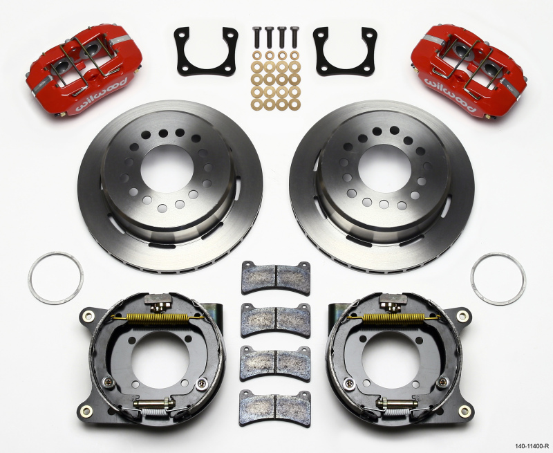 Wilwood Dynapro Low-Profile 11.00in P-Brake Kit - Red Chevy 12 Bolt Spcl 2.81in Off Stag Mount