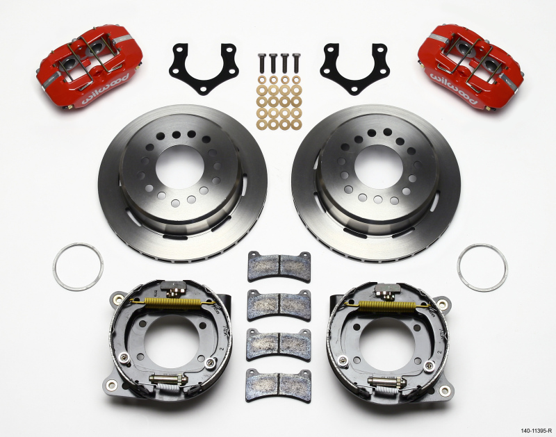 Wilwood Dynapro Low-Profile 11.00in P-Brake Kit - Red Mopar/Dana 2.36in Off w/Snap Ring Bearing