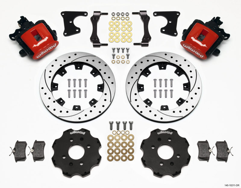 Wilwood Combination Parking Brake Rear Kit 12.19in Drilled Red Civic / Integra Drum 2.71 Hub Offset