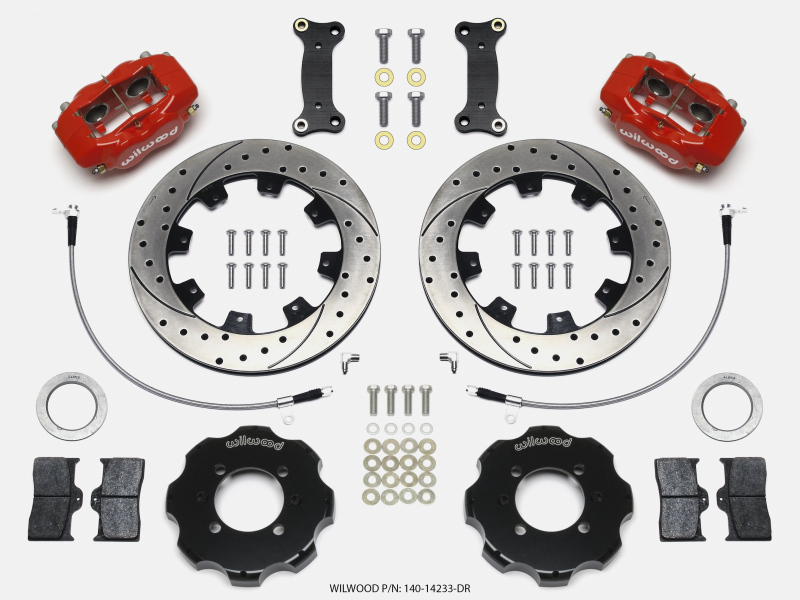 Wilwood Forged Dynalite Front Hat Kit 12.19in Drilled Red 2016-Up Mazda MX5 Miata w/ Lines