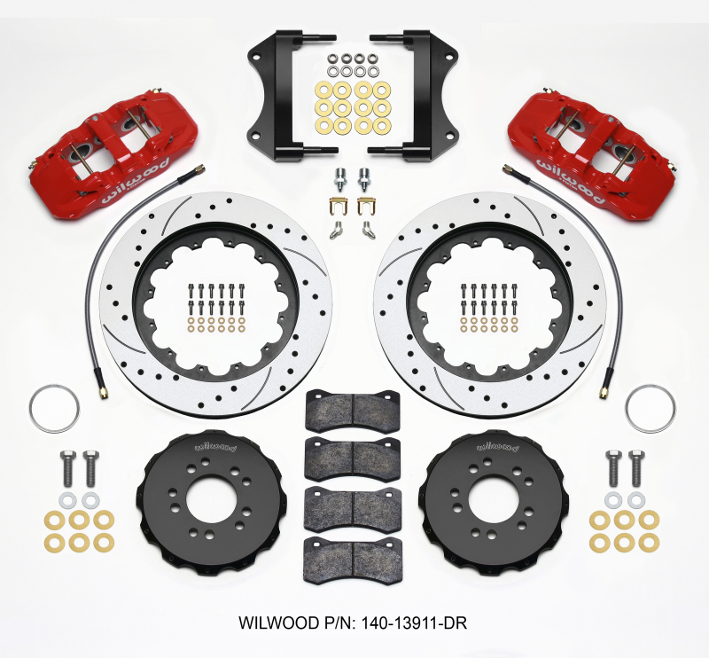 Wilwood AERO6 Front Hat Kit 15.00 Drilled Red 2014-up Corvette C7 w/Lines