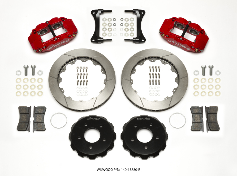 Wilwood Narrow Superlite 4R Front Hat Kit 12.88in Red 2007-Up Jeep Wrangler