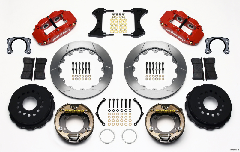 Wilwood Narrow Superlite 4R Rear P-Brk Kit 12.88in Red Big Ford New Style 2.50in Off Stag Mount