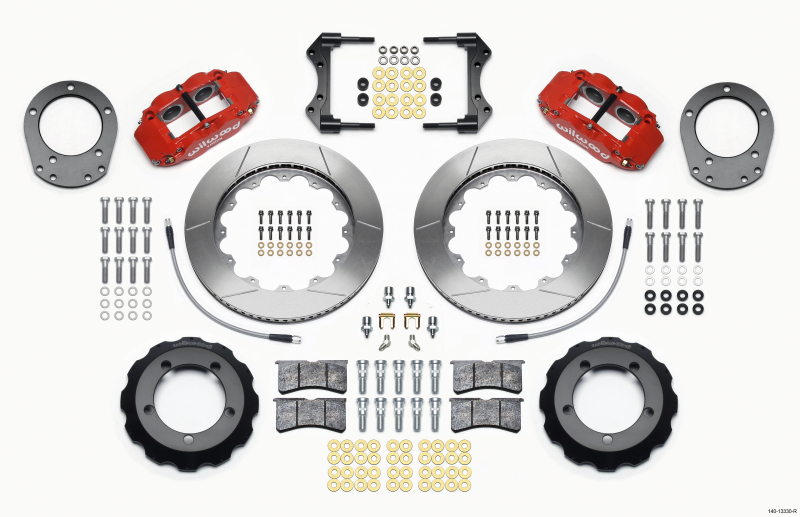 Wilwood Narrow Superlite 4R Front Hat Kit 14.00in Red 76-77 Ford Bronco Dana 44 w/Lines
