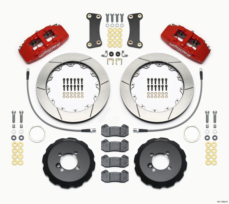 Wilwood Dynapro 6 Front Hat Kit 12.88in Red 2002-Up Mini Cooper w/ Lines