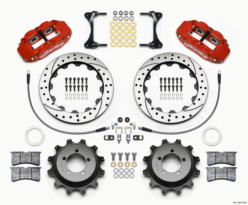 Wilwood Narrow Superlite 4R Rear Kit 12.88in Drilled Red 99-05 WRX / 99-07 Impreza