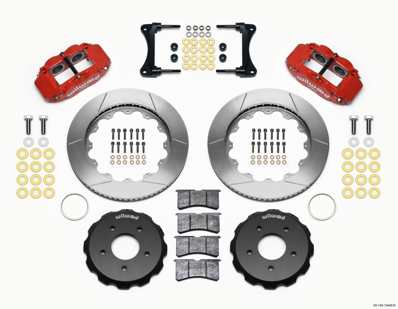 Wilwood Narrow Superlite 4R Front Hat Kit 14.00in Red 2007-Up Jeep Wrangler