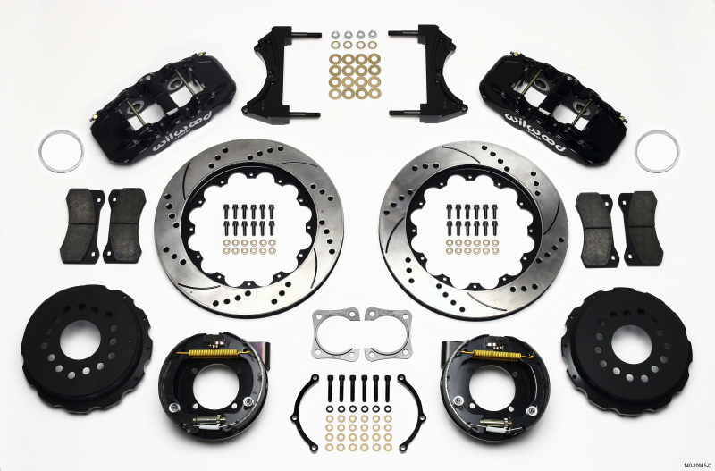 Wilwood AERO4 Rear P-Brake Kit 14.00in Drilled Chevy 12 Bolt-Spec 3.15in Bearing