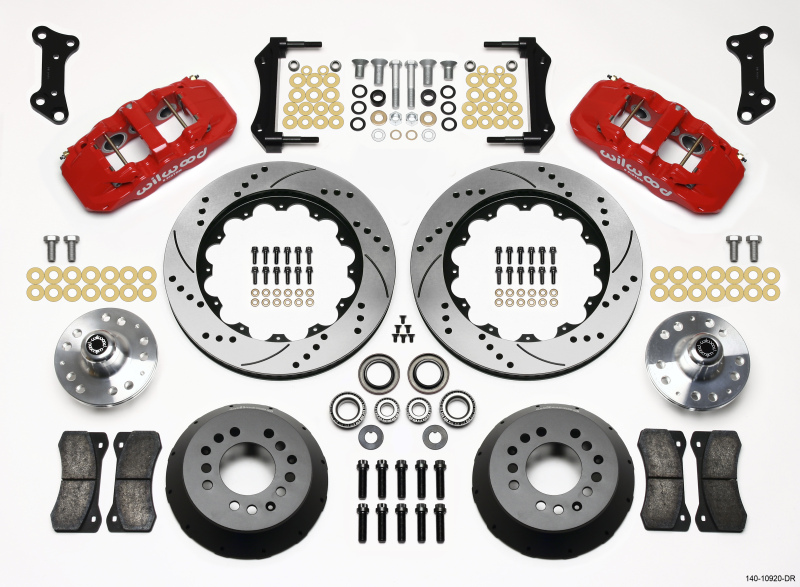 Wilwood AERO6 Front Hub Kit 14.00 Drilled Red 67-69 Camaro 64-72 Nova Chevelle