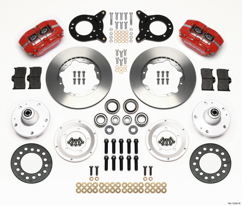 Wilwood Dynapro Dust-Boot Front Kit 11.00in Red 1965-1969 Mustang Disc & Drum Spindle