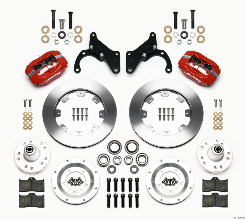 Wilwood Forged Dynalite Front Kit 12.19in Red 69-70 Impala Drum/Disc 69-82 Vette