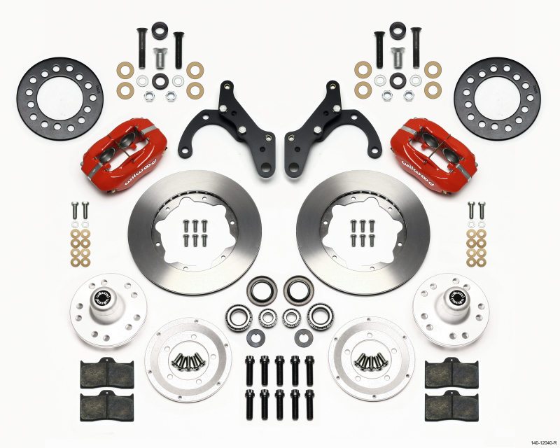 Wilwood Forged Dynalite Front Kit 11.00in Red 69-70 Impala Drum/Disc 69-82 Vette