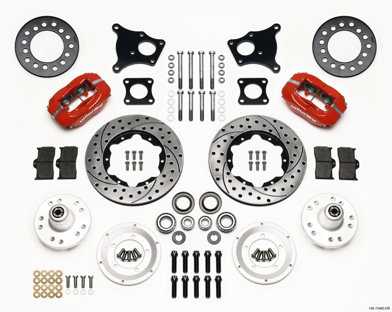 Wilwood Forged Dynalite Front Kit 11.00in Drill-Red AMC 71-76 OE Disc w/o Bendix Brakes