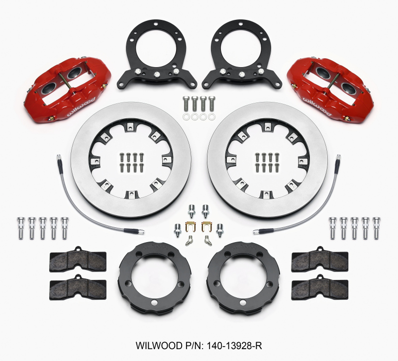 Wilwood D8 Front Hat Kit 12.19in Rotor Red 76-77 Ford Bronco Dana 44 w/Lines