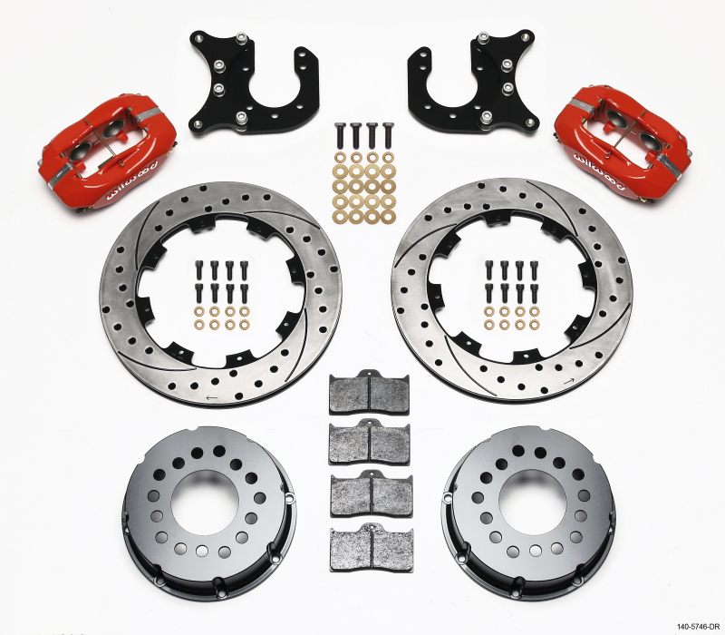 Wilwood Forged Dynalite P/S Rear Kit Drilled Red Chevy 12 Bolt-Spec 3.15in Bearing