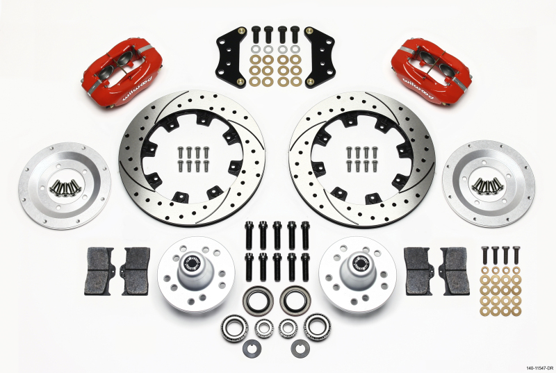 Wilwood Forged Dynalite Front Kit 12.19in Drill-Red Magnum Force Drop Spindle