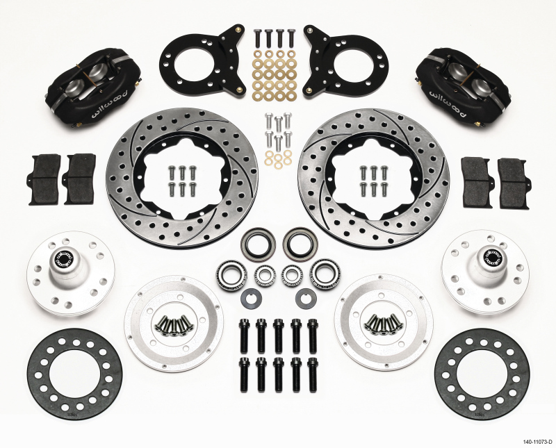 Wilwood Forged Dynalite Front Kit 11.00in Drilled 1970-1973 Mustang Disc & Drum Spindle