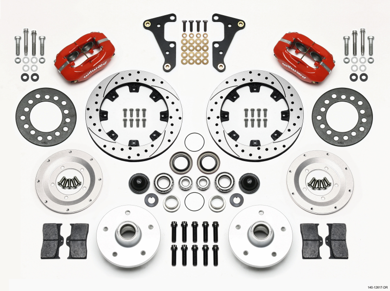 Wilwood Forged Dynalite Front Kit 11.75in Drilled Red 40-52 Oldsmobile