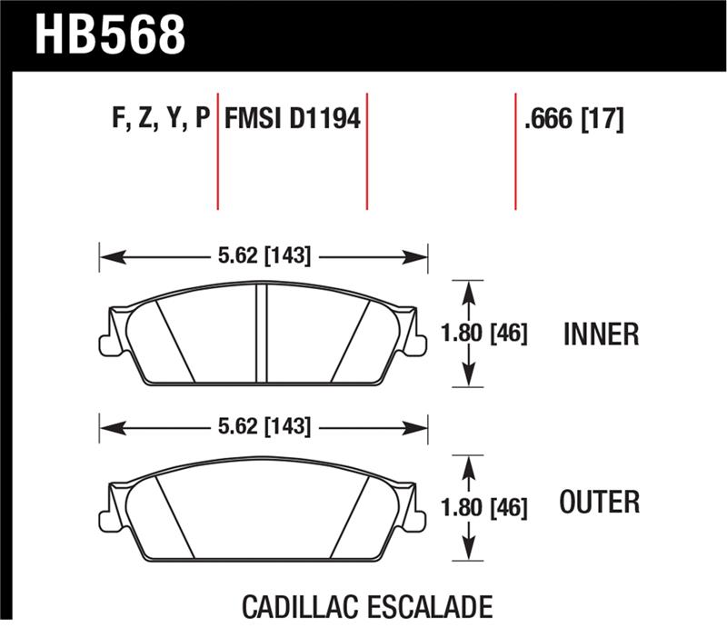 Hawk 07-08 Escalade 6.2 / 07-08 Avalanche Super Duty Rear Brake Pads