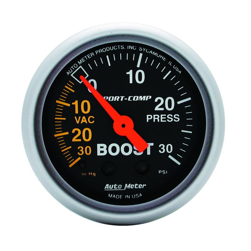 Autometer Sport-Comp 52mm 30 PSI Mechanical Boost Gauge