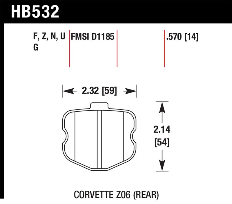 Hawk 06-10 Chevy Corvette (OEM Pad Design) Rear HPS Street Brake Pads