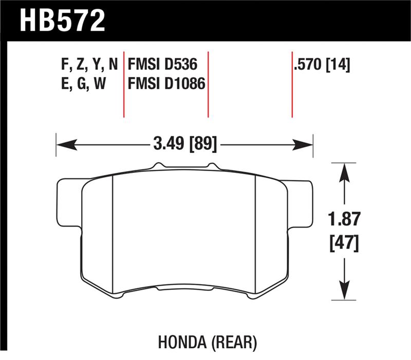 Hawk 02-04 Honda Civic Si / 99-08 Acura TL DTC-60 Race Rear Brake Pads