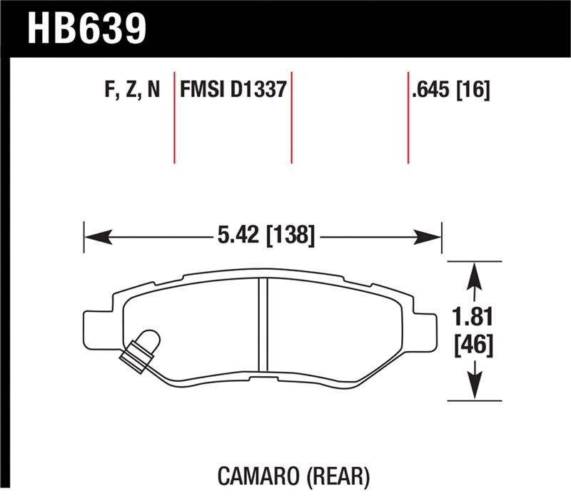 Hawk 10-15 Chevrolet Camaro 3.6L / 08-14 Cadillac CTS (w/JE5/J55 Brakes) DTC-60 Race Rear Brake Pads