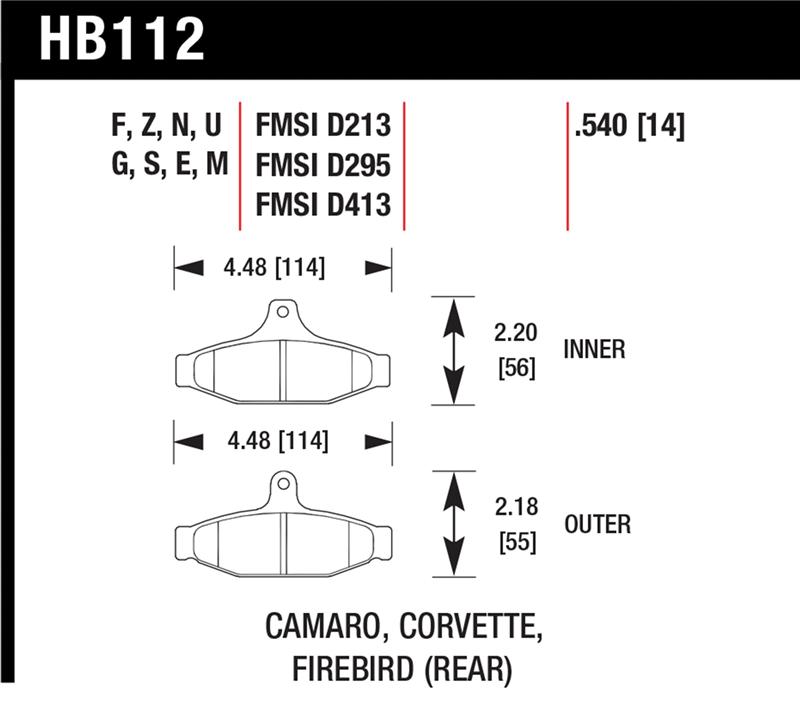 Hawk 85-97 Chevrolet Camaro w/Rear Disc Brakes/84-96 Chevrolet Corvette DTC-70 Race Rear Brake Pads
